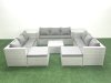Fimous Rattan Garden Outdoor Furniture Set 11 Seater Rattan Garden Sofa Set with 2 Big Footstools 2 Side Tables Light Grey Mixed
