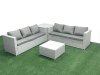 Fimous Rattan Garden Outdoor Furniture Set 6 Seater Rattan Garden Sofa Set with Side Table Light Grey Mixed
