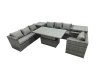 Fimous Rattan Dining Table Sofa Set with 2 Side Table Armchair Outdoor 7 Seat Garden Furniture Set Dark Grey Mixed