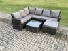 Fimous Rattan Garden Furniture Set Outdoor Lounge Corner Sofa Set With Square Coffee Table Big Footstool 7 Seater Dark Grey Mixed