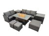 Fimous Garden Outdoor Rattan Furniture Set Rattan Love Sofa 3 Seater Sofa with 2 Side Tables 3 Footstools Dark Grey Mixed