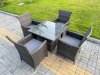 Fimous Rattan Garden Furniture Dining Set 4-seater Patio Square Table Chairs Outdoor Dark Grey Mixed