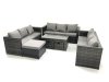 Fimous Outdoor Garden Furniture Set 7 Pieces Rattan Sofa Set with Coffee Table 3 Footstools Dark Grey Mixed