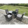 Fimous 4 Seat Rattan Garden Furniture Dining Set Table And Chair Sets PE Wicker Patio Outdoor 4 Chairs Black Tempered Glass Table