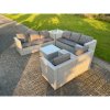 Fimous Light Grey Corner Rattan Garden Outdoor Sofa Set Chairs Sofa Side Table Square Coffee Table 8 Seater