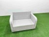 Fimous 6 Seater Patio Garden Furniture Sets with Black Glass Top Dining Table Love Sofa Light Grey