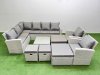 Fimous Outdoor Rattan Garden Furniture Set 12 Seater Corner Sofa Sets with Square Coffee Table Chair 4 Footstools Light Grey Mixed