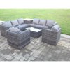 Fimous 8 Seater PE Wicker Outdoor Rattan Garden Furniture Sets Lounge Chair 2 Coffee Table