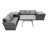 Fimous Garden Rattan Outdoor Furniture Set 5 Seater with Love Sofa 3 Seater Sofa 2 Side Table Dark Grey