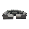 Fimous Rattan Garden Outdoor Furniture Set 3 Seater Sofa Reclining Chair Coffee Table with 4 Footstools 2 Side Tables Dark Grey Mixed