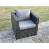 Fimous 8 Seater Rattan Garden Furniture Set Patio Outdoor Lounge Sofa Set with 2 Armchairs Side Table Square Coffee Table Dark Grey Mixed