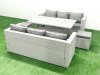 Fimous Rattan Garden Furniture Set 8 Seater Outdoor Sofa Set with Dining Table 2 Small Footstools Light Grey Mixed