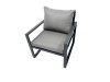 Fimous Outdoor Garden Furniture Set Aluminium Lounge 3 Seat Sofa Oblong Coffee Table Sets with 2 Chairs 4 Stools Side Table Dark Grey