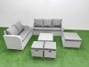 Fimous 8 Seater PE Rattan Wicker Garden Furniture Patio Conservatory Sofa Set with Square Coffee Table 3 Seater Sofa Love Sofa 3 Stool