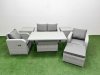 Fimous Light Grey PE Wicker Rattan Garden Furniture Set Sofa Set Reclining Chair Adjustable Lifting Dining or Coffee Table 5 Seater With Footstool 2 Side Table