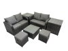Fimous Rattan Garden Outdoor Furniture Set Love Sofa Square Coffee Table Set with 2 Side Tables 2 Small Stools Dark Grey Mixed