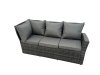 Fimous 11 Seat Rattan Garden Furniture Corner Sofa Set Outdoor Adjustable Lifting Dining or Coffee Table Set with 3 Footstools Dark Grey Mixed