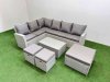 Fimous 9 Seater Garden Outdoor PE Rattan Furniture Set Rattan Garden Sofa Set with Oblong Coffee Table Light Grey Mixed