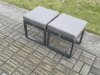 Fimous Aluminium 11 Seater Outdoor Garden Furniture Set Lounge Sofa Oblong Coffee Table 2 Small Footstools Sets with Cushions Dark Grey