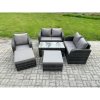 Fimous 7 Seater Rattan Wicker Garden Furniture Patio Conservatory Sofa Set with Rectangular Coffee Table Reclining Chair Love Sofa 2 Big Footstool