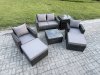 Fimous Rattan Wicker Garden Furniture Patio Conservatory Sofa Set with Square Coffee Table Armchair 2 Seater Sofa 2 Big Footstool Side Table