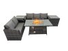 Fimous Garden Outdoor Rattan Furniture Set Rattan Love Sofa 3 Seater Sofa with 2 Side Tables Dark Grey Mixed