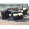 Fimous Wicker Rattan Garden Furniture Sofa Sets Outdoor Patio Coffee Table With Stools brown mixed