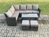 Fimous 8 Seat Rattan Garden Furniture Corner Sofa Set Outdoor Patio Sofa Table Set with 2 Small Footstools Dark Grey Mixed
