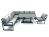 Fimous 8 Seater Outdoor Aluminum Garden Furniture Set Corner Sofa Rising Lifting Dining Table Sets Dark Grey