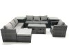 Fimous Outdoor Garden Furniture Set 10 Seater Rattan Sofa Set with Coffee Table 3 Footstools Armchair 2 Side Tables Dark Grey Mixed