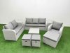 Fimous Patio PE Wicker 9 Seater Outdoor Rattan Furniture Sofa Sets with Square Coffee Table Reclining Chair Loveseat Sofa 3 Seater Sofa Stool 2 Side Table Light Grey