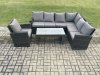 Fimous 7 Seat Rattan Garden Furniture Corner Sofa Set Outdoor Patio Sofa Chair Table Set with Cushions Dark Grey Mixed