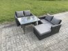 Fimous Garden Furniture Sets 4 Pieces Wicker Rattan Furniture Manual Wicker Patio Sofa Patio Conversation Set with Big Footstool Dark Grey Mixed