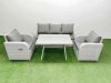 Fimous Reclining Chair 3 Seat Sofa Set Garden Furniture Set with Rectangular Dining Table Light Grey
