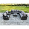 Fimous High Back Rattan Garden Furniture Set with Square Coffee Table Side Table Indoor Outdoor Patio Lounge Sofa Set Dark Grey Mixed