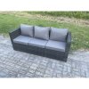 Fimous PE Wicker Rattan Garden Furniture Set Outdoor Rectangular Dining Table Lounge Sofa Chair with Side Table Stool 6 Seater