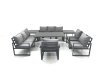 Fimous Garden Sofa Set Aluminium Furniture Rising Dining Tabe Set with 3 Chair 2 Side Tables Dark Grey