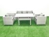Fimous Garden Dining Set Outdoor Rattan Furniture Set with Sofa Dining Table 2 Chairs Side Table Light Grey Mixed