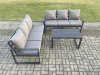 Fimous Aluminium 3 Pieces Outdoor Garden Furniture Lounge Sofa Set with Oblong Coffee Table Dark Grey