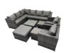 Fimous Rattan Garden Furniture Patio Furniture Sets with Corner Sofa 2 Chairs Square Coffee Table 3 Footstools Dark Grey Mixed