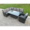 Fimous High Back PE Rattan Corner Sofa Set Garden Furniture Adjustable Rising Lifting Table Set With Chair