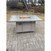 Fimous Light Grey Rattan Gas Fire Pit Garden Furniture Dining Table Set Heater Burner Chairs Lounge Sofa Set Arm Chairs