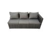 Fimous Outdoor Rattan Rectangular Coffee Table Corner Sofa Sets Garden Furniture Set with 2 Big Stools Dark Grey Mixed