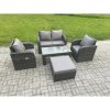 Fimous Outdoor Lounge Sofa Set Rattan Garden Furniture Set with Rectangular Coffee Table Big Footstool Love Sofa Dark Grey Mixed