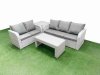 Fimous 5 Seater PE Rattan Wicker Garden Furniture Patio Conservatory Sofa Set with Oblong Coffee Table 3 Seater Sofa Love Sofa Side Table