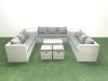 Fimous Rattan Garden Outdoor Furniture Set 11 Seater Garden Sofa Coffee Table Set with 2 Small Footstool 2 Side Tables Light Grey Mixed