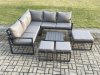 Fimous Outdoor Garden Furniture Set Aluminium Lounge Sofa Square Coffee Table Sets with 3 Footstools Indoor Conservatory Set Dark Grey