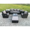 Fimous Garden Furniture Sets 6 Pieces Wicker Rattan Furniture Patio Sofa Sets with Reclining Chair 3 Seater Sofa 2 Side Tables Big Footstool Dark Grey Mixed