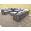 Patio 9 Seater U Shape Rattan Sofa Set Patio Outdoor Garden Furniture With 3 Coffee Table Dark Grey Mixed