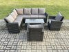 Fimous 8 Seat Rattan Garden Furniture Corner Sofa Set Outdoor Patio Chair Sofa Table Set Dark Grey Mixed